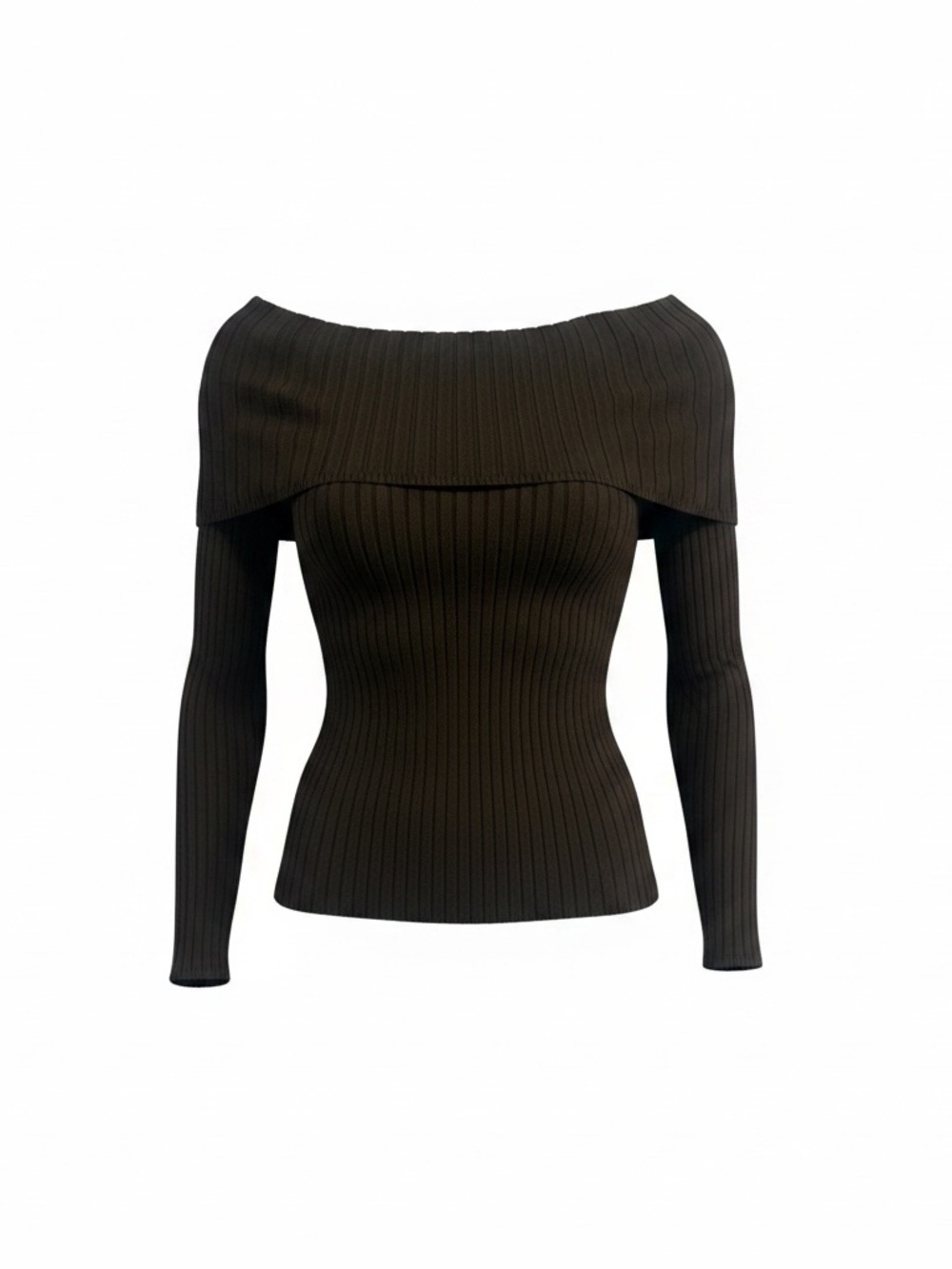Karen Millen Olive Green Ribbed Knit Top